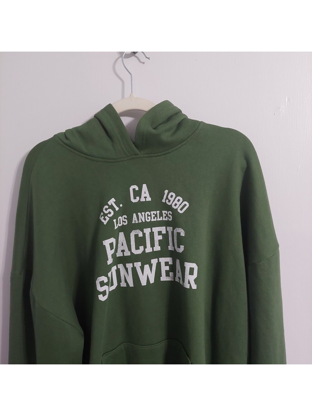 PacSun Green Hoodie with Pacific Sunwear Print, Size Large